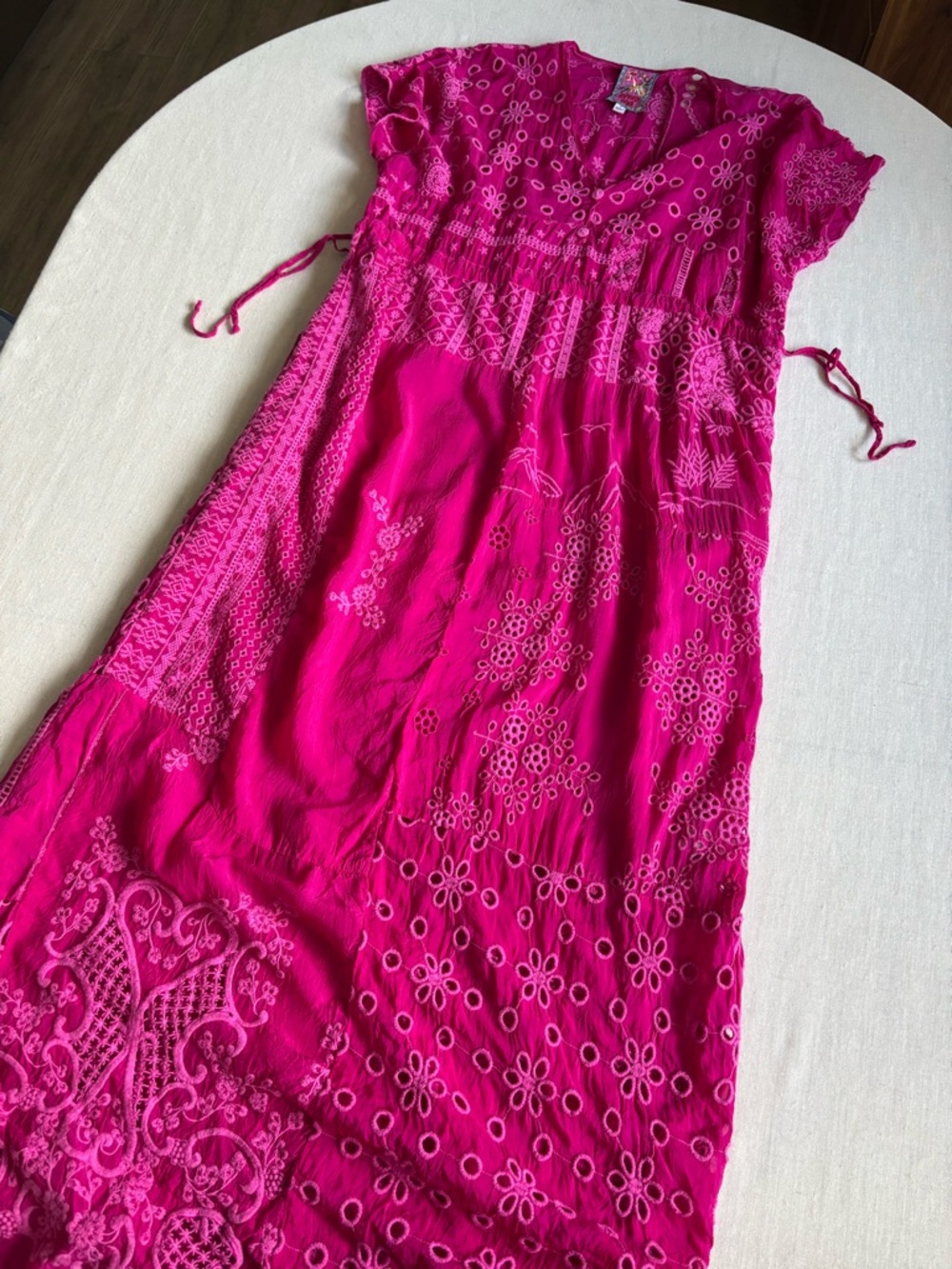 Johnny Was Olympic Patchwork Maxi Dress Hot Pink Cotton Size S - Picture 2 of 9